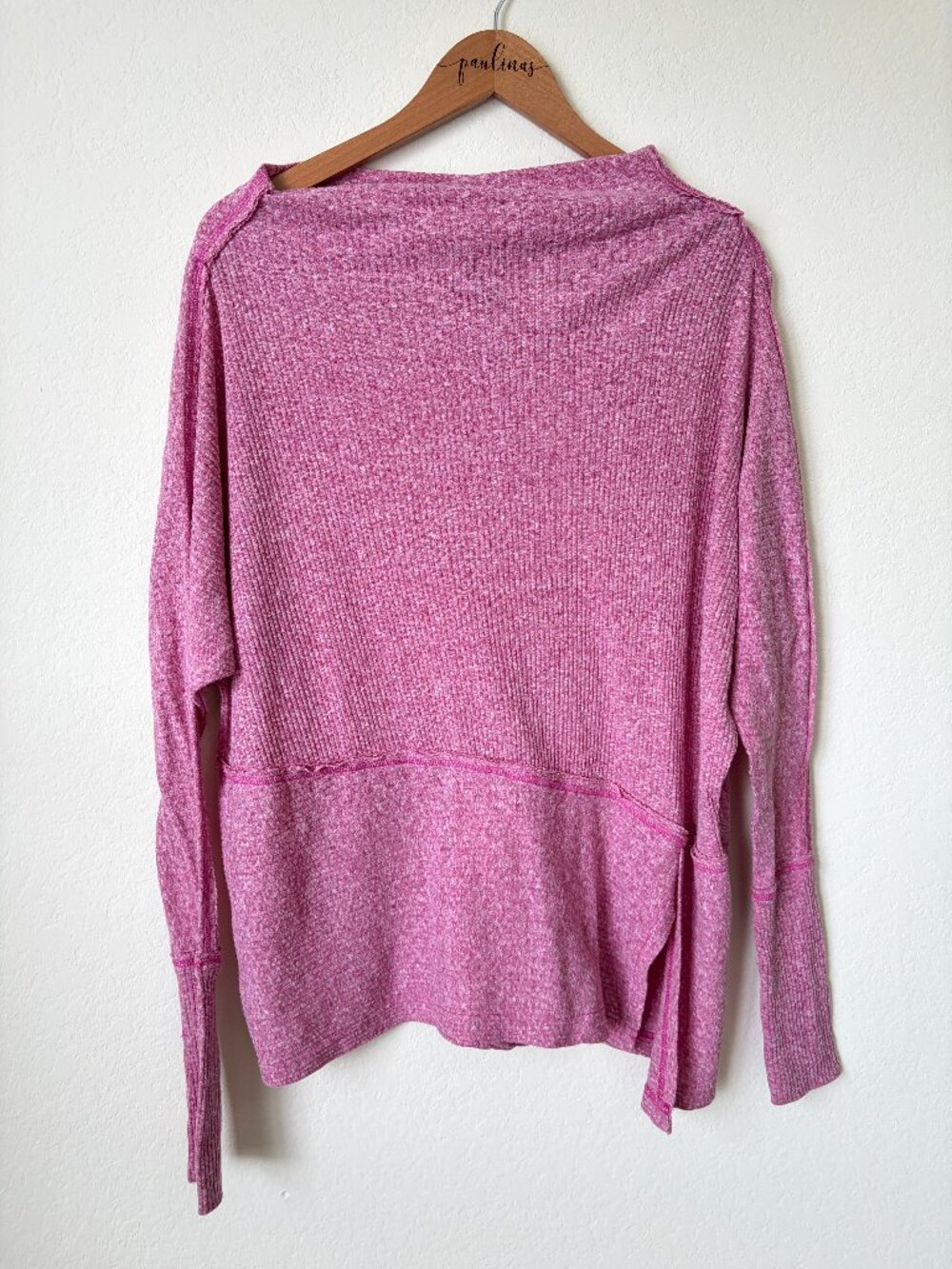 We The Free Free People Pink Waffle Knit Tunic Top Womens XS Oversized